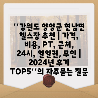 ''강원도 양양군 현남면 헬스장 추천 | 가격, 비용, PT, 근처, 24시, 일일권, 무인 | 2024년 후기 TOP5''