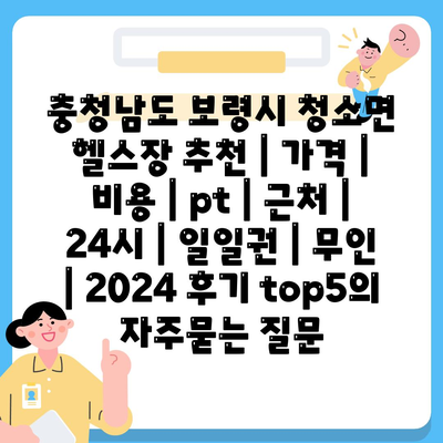 충청남도 보령시 청소면 헬스장 추천 | 가격 | 비용 | pt | 근처 | 24시 | 일일권 | 무인 | 2024 후기 top5