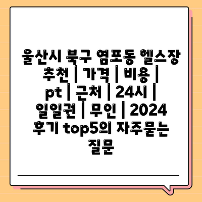 울산시 북구 염포동 헬스장 추천 | 가격 | 비용 | pt | 근처 | 24시 | 일일권 | 무인 | 2024 후기 top5