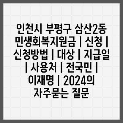 인천시 부평구 삼산2동 민생회복지원금 | 신청 | 신청방법 | 대상 | 지급일 | 사용처 | 전국민 | 이재명 | 2024