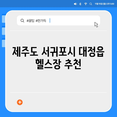 제주도 서귀포시 대정읍 헬스장 추천 | 가격 | 비용 | pt | 근처 | 24시 | 일일권 | 무인 | 2024 후기 top5