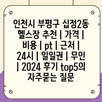 인천시 부평구 십정2동 헬스장 추천 | 가격 | 비용 | pt | 근처 | 24시 | 일일권 | 무인 | 2024 후기 top5