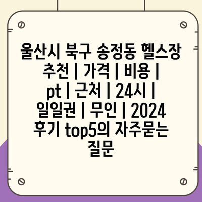 울산시 북구 송정동 헬스장 추천 | 가격 | 비용 | pt | 근처 | 24시 | 일일권 | 무인 | 2024 후기 top5