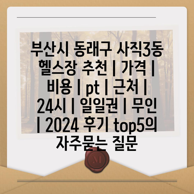 부산시 동래구 사직3동 헬스장 추천 | 가격 | 비용 | pt | 근처 | 24시 | 일일권 | 무인 | 2024 후기 top5