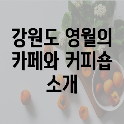 강원도 영월의 카페와 커피숍 소개