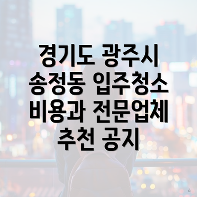 경기도 광주시 송정동 입주청소 비용과 전문업체 추천 공지