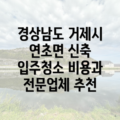 경상남도 거제시 연초면 신축 입주청소 비용과 전문업체 추천