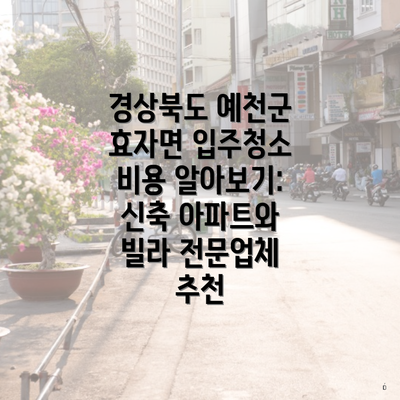 경상북도 예천군 효자면 입주청소 비용 알아보기: 신축 아파트와 빌라 전문업체 추천