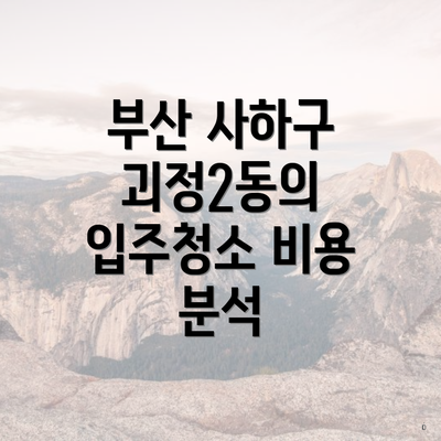 부산 사하구 괴정2동의 입주청소 비용 분석