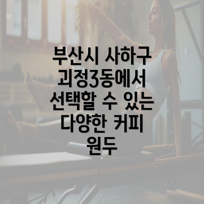 부산시 사하구 괴정3동에서 선택할 수 있는 다양한 커피 원두