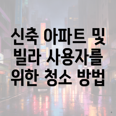 신축 아파트 및 빌라 사용자를 위한 청소 방법