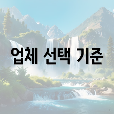 업체 선택 기준