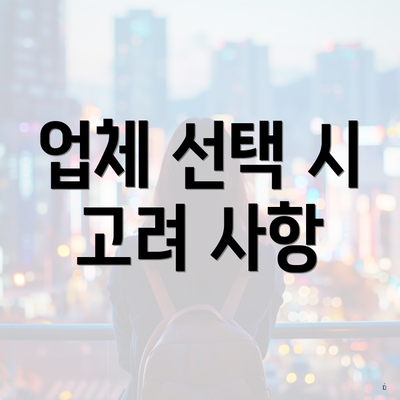 업체 선택 시 고려 사항