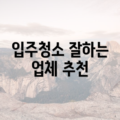 입주청소 잘하는 업체 추천