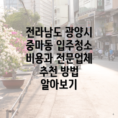 전라남도 광양시 중마동 입주청소 비용과 전문업체 추천 방법 알아보기