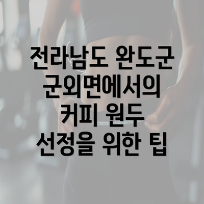 전라남도 완도군 군외면에서의 커피 원두 선정을 위한 팁