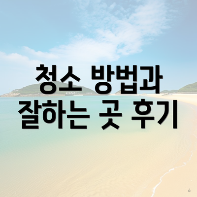 청소 방법과 잘하는 곳 후기