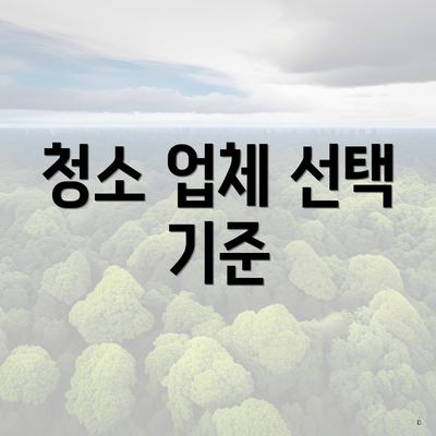 청소 업체 선택 기준