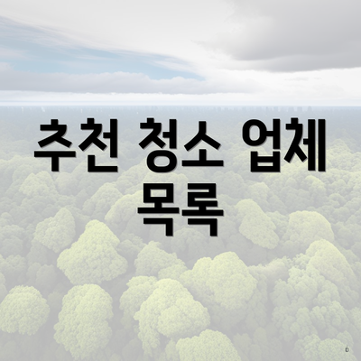 추천 청소 업체 목록