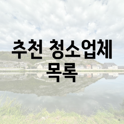 추천 청소업체 목록