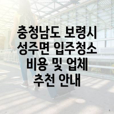 충청남도 보령시 성주면 입주청소 비용 및 업체 추천 안내