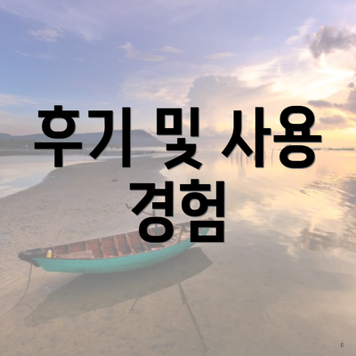 후기 및 사용 경험