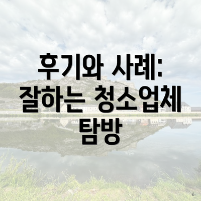 후기와 사례: 잘하는 청소업체 탐방