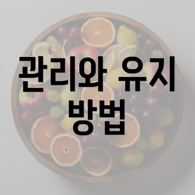 관리와 유지 방법