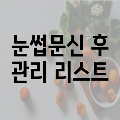 눈썹문신 후 관리 리스트