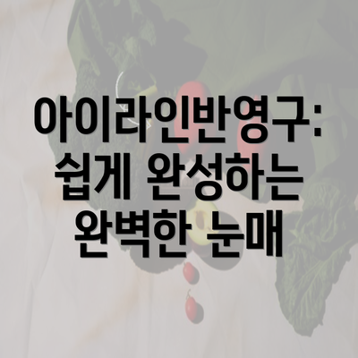 아이라인반영구: 쉽게 완성하는 완벽한 눈매