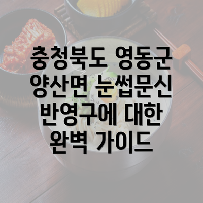 충청북도 영동군 양산면 눈썹문신 반영구에 대한 완벽 가이드