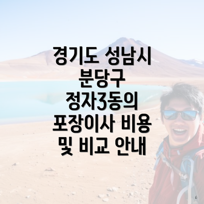 경기도 성남시 분당구 정자3동의 포장이사 비용 및 비교 안내