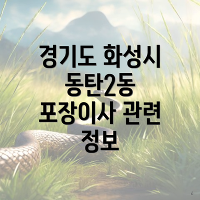 경기도 화성시 동탄2동 포장이사 관련 정보