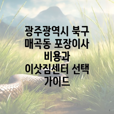 광주광역시 북구 매곡동 포장이사 비용과 이삿짐센터 선택 가이드