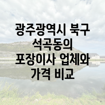 광주광역시 북구 석곡동의 포장이사 업체와 가격 비교