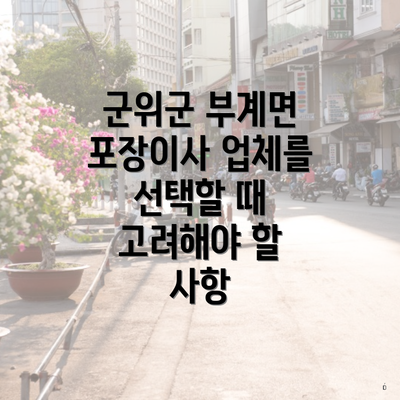 군위군 부계면 포장이사 업체를 선택할 때 고려해야 할 사항