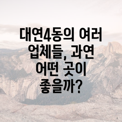 대연4동의 여러 업체들, 과연 어떤 곳이 좋을까?