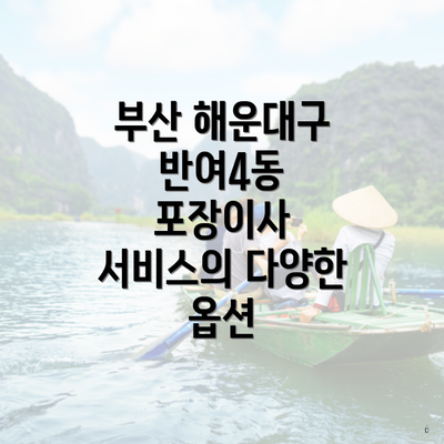 부산 해운대구 반여4동 포장이사 서비스의 다양한 옵션