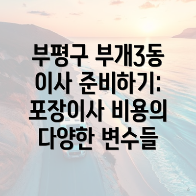 부평구 부개3동 이사 준비하기: 포장이사 비용의 다양한 변수들