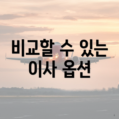 비교할 수 있는 이사 옵션