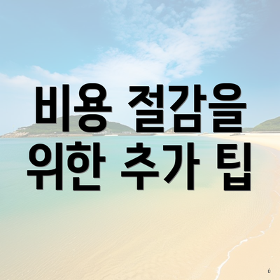 비용 절감을 위한 추가 팁