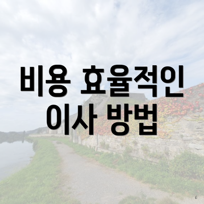 비용 효율적인 이사 방법