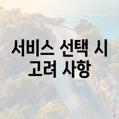 서비스 선택 시 고려 사항