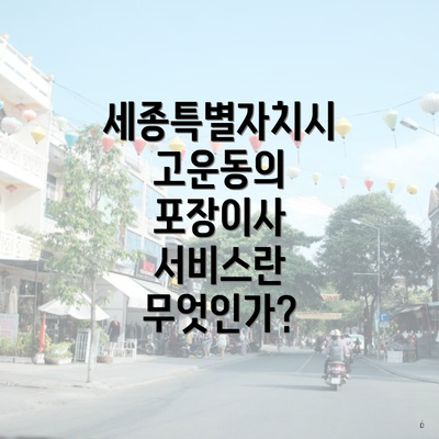 세종특별자치시 고운동의 포장이사 서비스란 무엇인가?