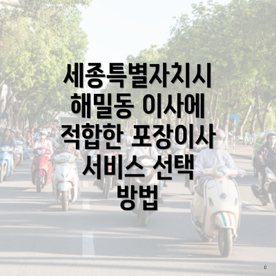 세종특별자치시 해밀동 이사에 적합한 포장이사 서비스 선택 방법