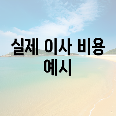 실제 이사 비용 예시