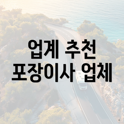 업계 추천 포장이사 업체