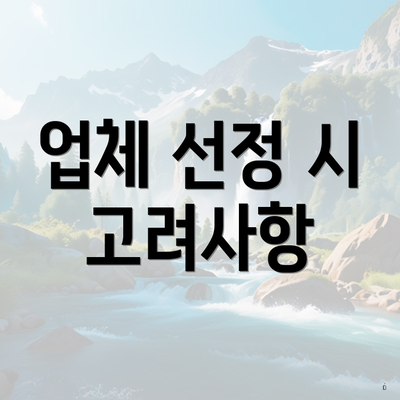 업체 선정 시 고려사항