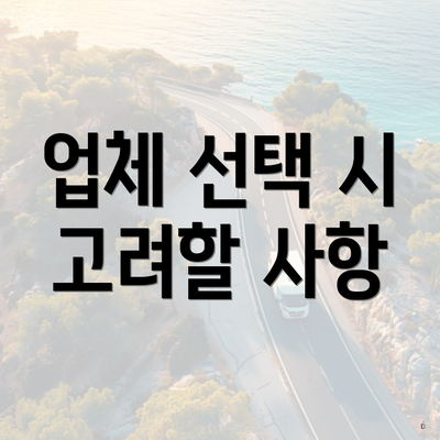 업체 선택 시 고려할 사항