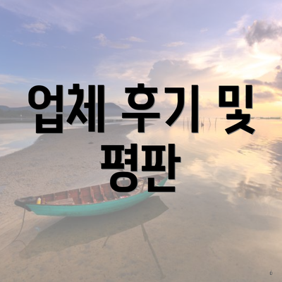 업체 후기 및 평판